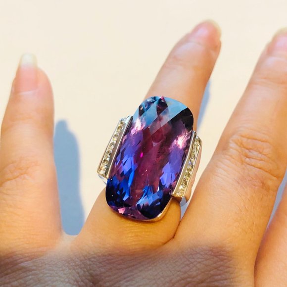 David Yurman Deco Amethyst & Diamond Sterling Sil - Picture 8 of 10